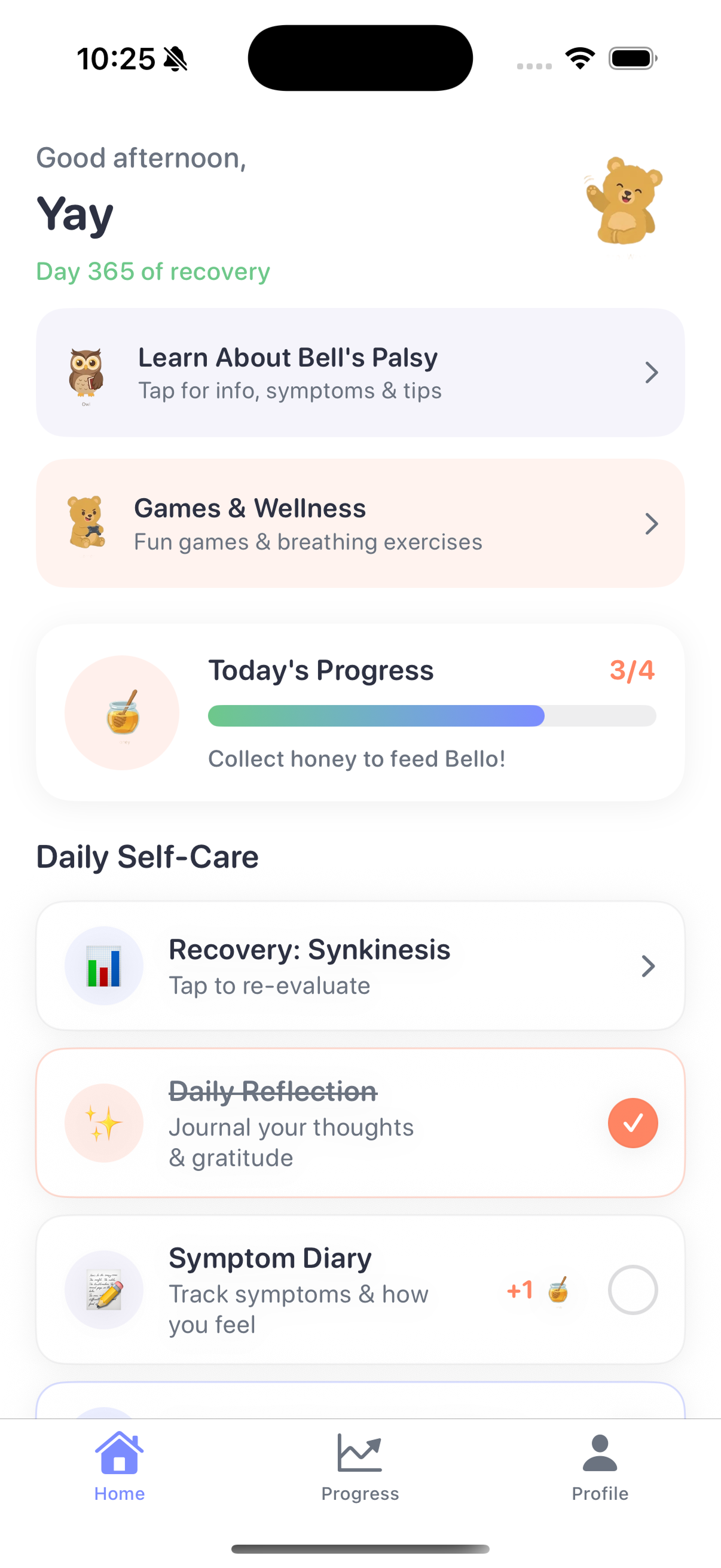 The Bello app showing a facial exercise session in progress