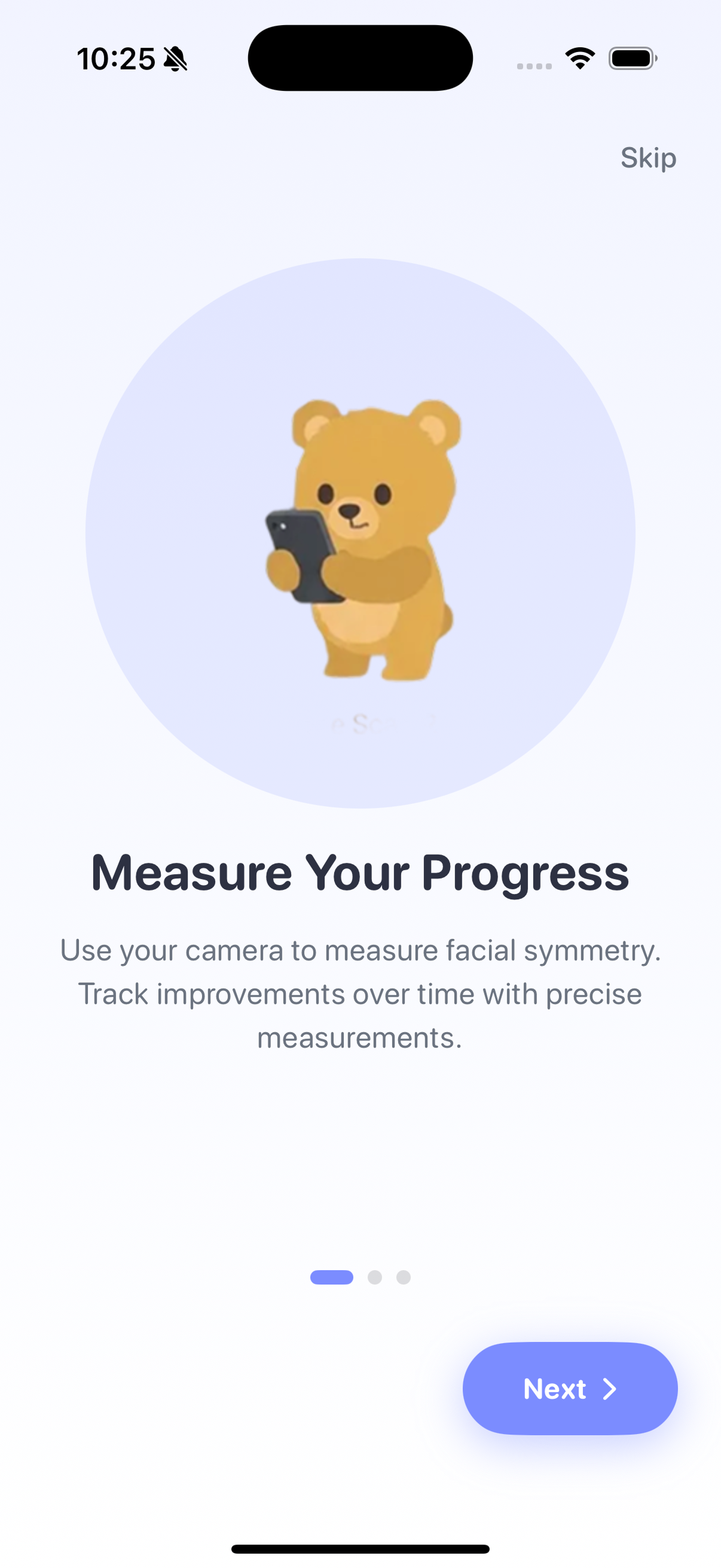 Bello's onboarding screen introducing the recovery tracker